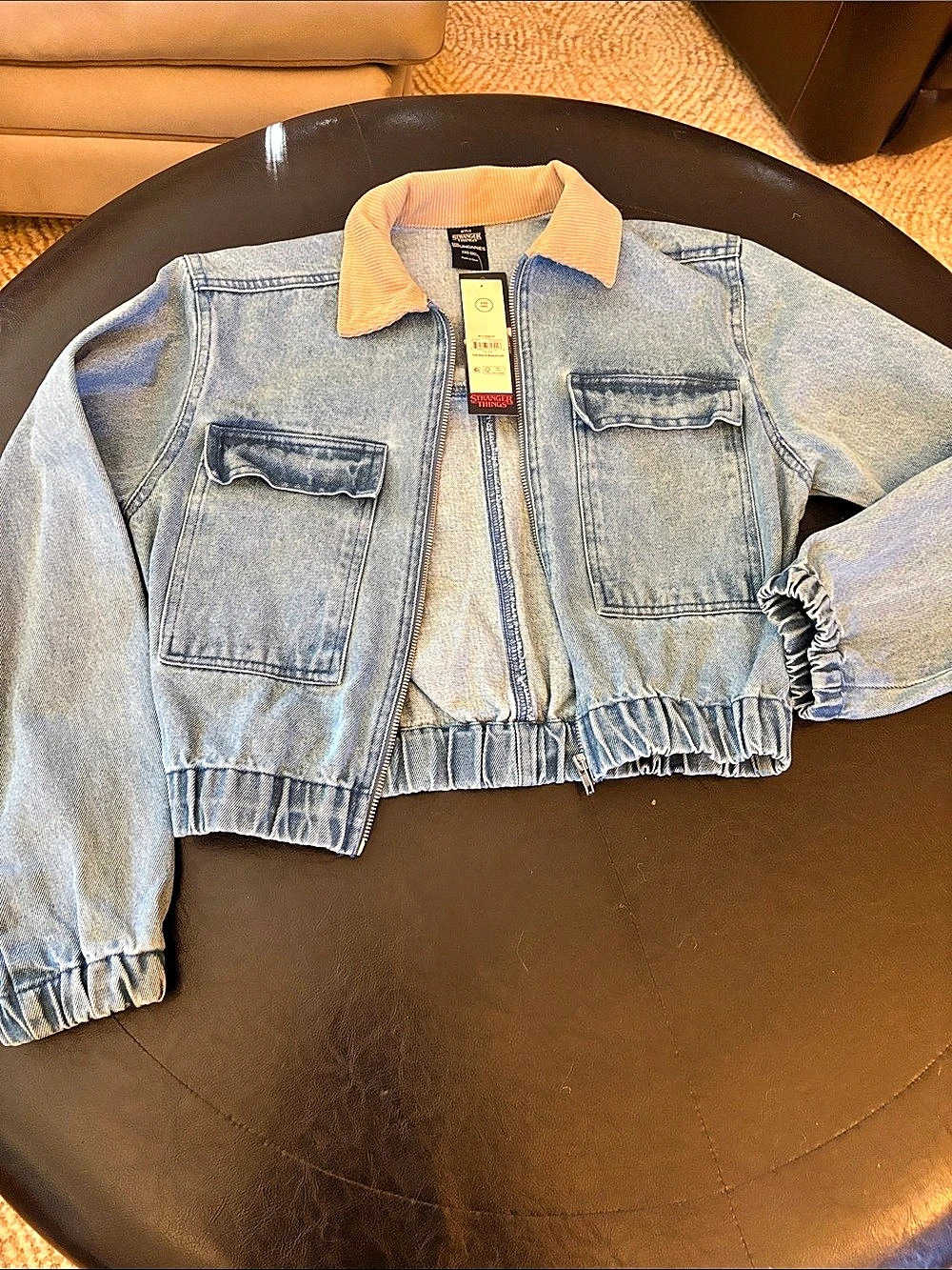 Stranger Things No Boundaries Denim Jacket Denim Jacket Blue & tan Size XXS